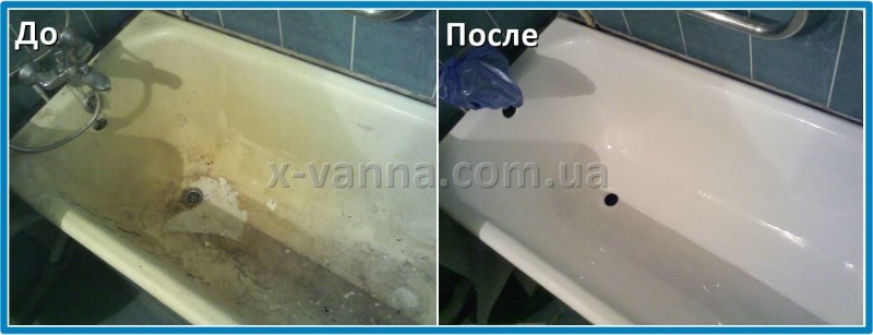 Рестарация ванн фото До и После. X-Ванна