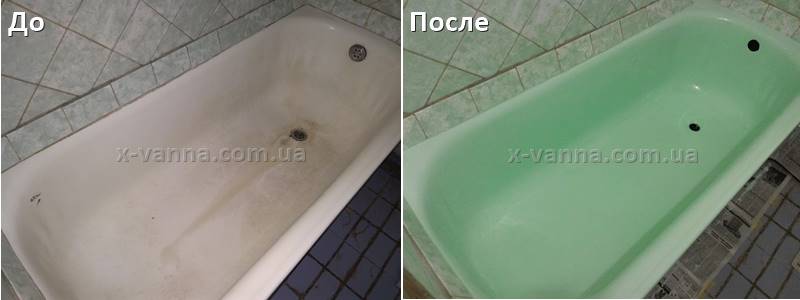 Фото отреставрированной ванны До и После. Кременчуг